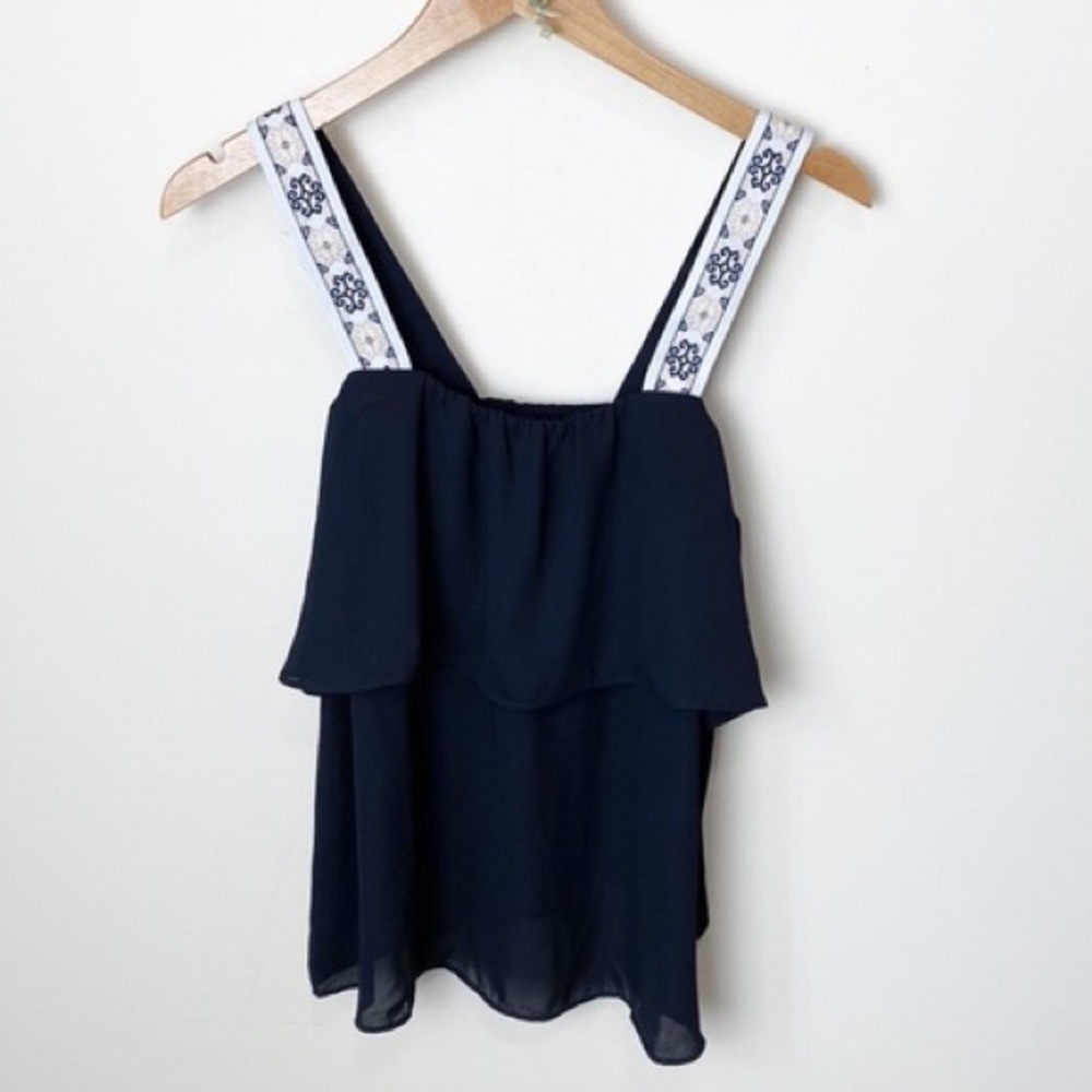 J.CREW FACTORY Black Embroidered Tank Top, Size 6 - Picture 3 of 9